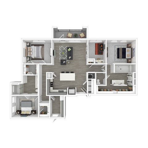 Floor plan for 3 beds, 2 baths